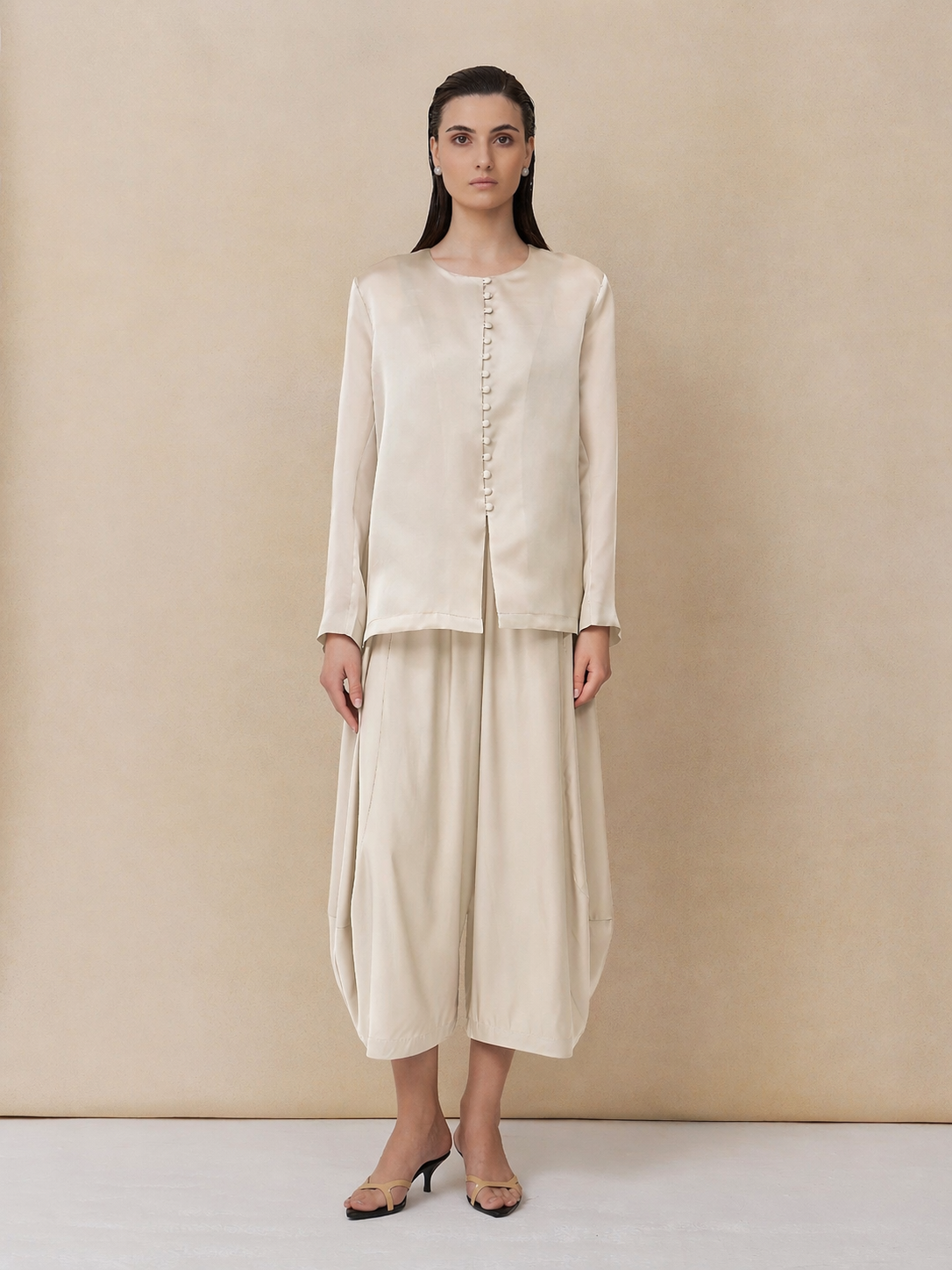 Slate Organza Ivory